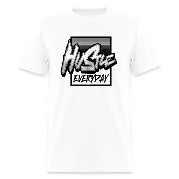 HUSTLE EVERYDAY - Men's T-Shirt - white - Front - Jose (178cm)