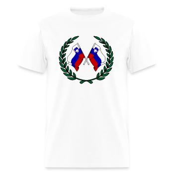 Flags Slovenia in laurel wreath - Men's T-Shirt - white - Front - Jose (178cm)