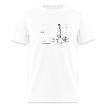 Seaside Lighthouse Nautical Sketch - Men's T-Shirt - white - Front - Jose (178cm)