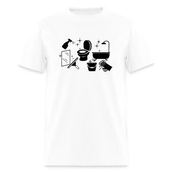 Cleaner logo with cleaning tools - Men's T-Shirt - white - Front - Jose (178cm)