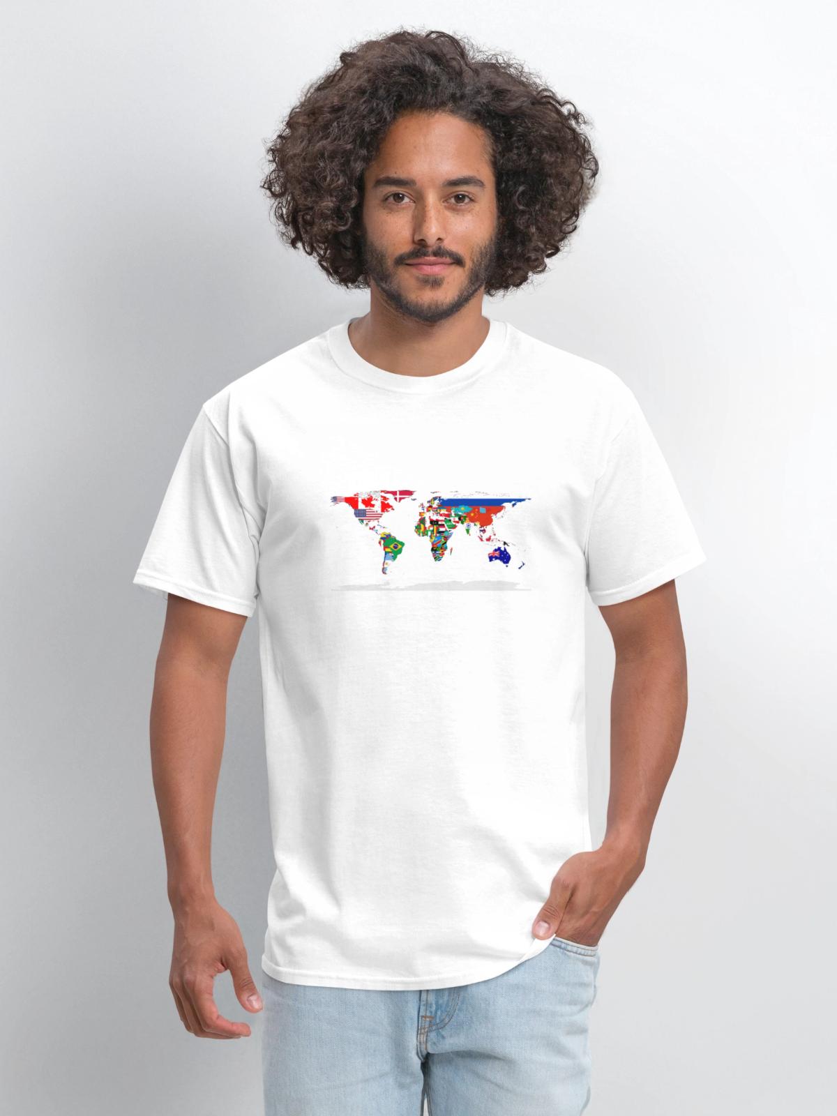 Flag Map Of The World - Men's T-Shirt - white - Front - Jose (178cm)