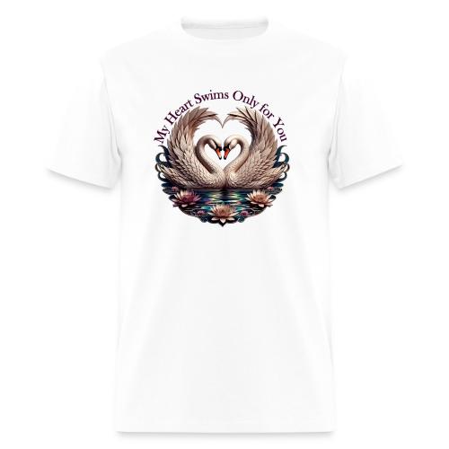 My Heart Swims Only for You Swan Heart T-Shirt - Men's T-Shirt