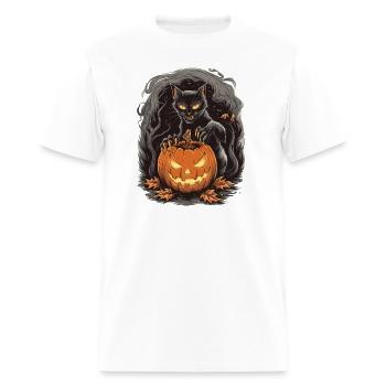 Jack o lantern Halloween Cat - Men's T-Shirt - white - Front - Jose (178cm)