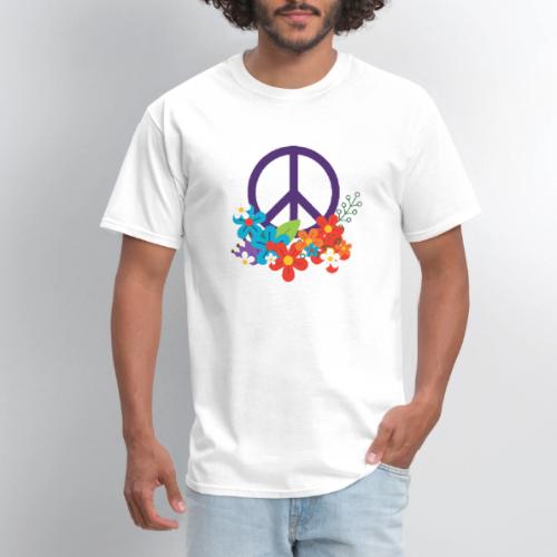 Hippie Peace Design With Flowers - Men's T-Shirt