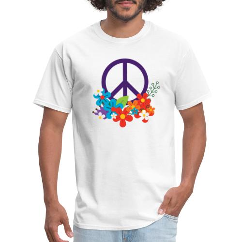 Hippie Peace Design With Flowers - Men's T-Shirt