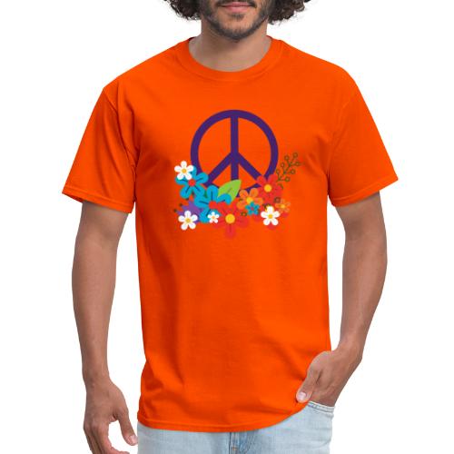 Hippie Peace Design With Flowers - Men's T-Shirt