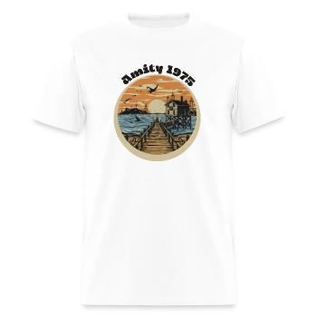 Sunset Pier Coastal Vintage Art - Men's T-Shirt - white - Front - Jose (178cm)