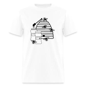 Beehive with honey and bee honey jars - Men's T-Shirt - white - Front - Jose (178cm)