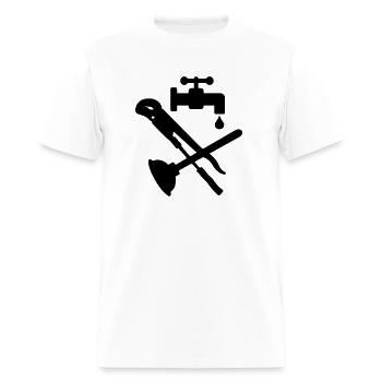 Tools plumber faucet pipe wrench and plunger logo - Men's T-Shirt - white - Front - Jose (178cm)