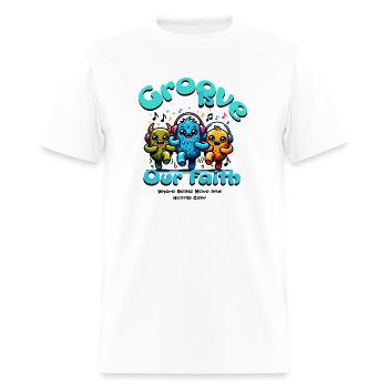 Groove Is Our Faith – Cute Monster Music Vibe - Men's T-Shirt - white - Front - Jose (178cm)