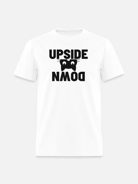 Upside Down cat Face Graphic - Men's T-Shirt - white