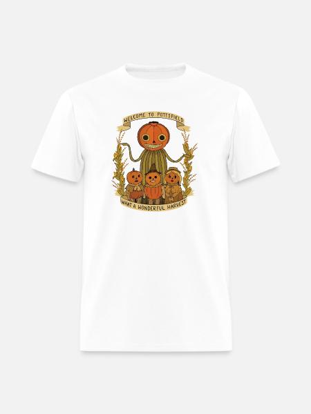 Harvest Family Pumpkin Scarecrow Banner - Men's T-Shirt - white