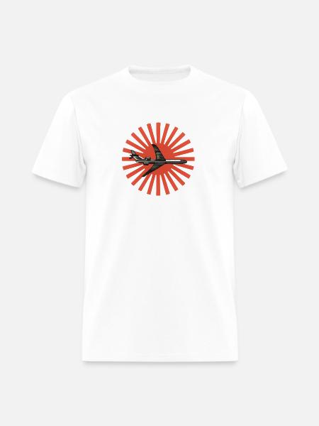 Red Sunburst plane Emblem - Men's T-Shirt - white