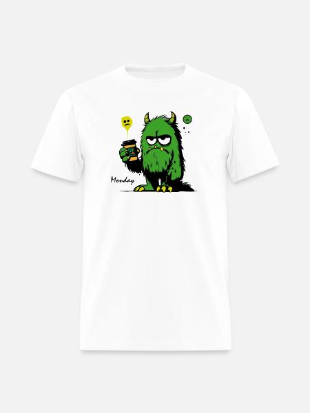 Grumpy Green Monster with Mug - Men's T-Shirt - white