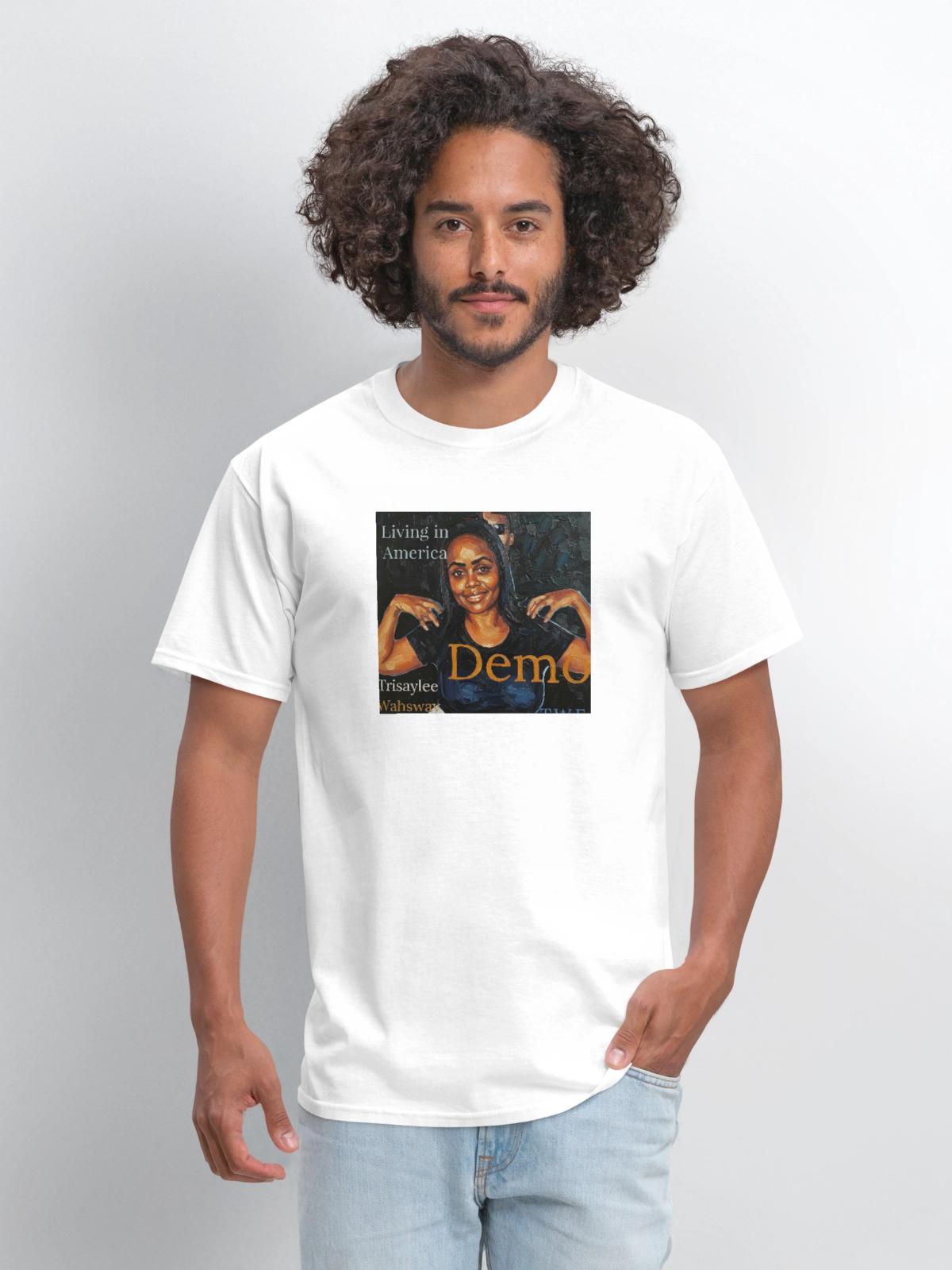 Living in America Portrait Tee - Men's T-Shirt - white - Front - Jose (178cm)