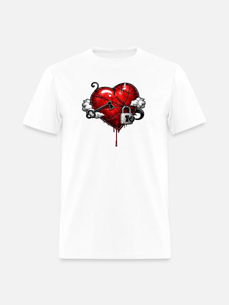 Scarred Heart with Lock - Men's T-Shirt - white
