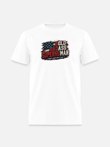 Bold Badass Superhuman Flag Art - Men's T-Shirt - white