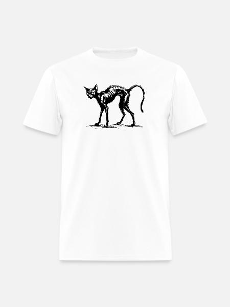 Spooky Black Cat : Charcoal Sketch - Men's T-Shirt - white