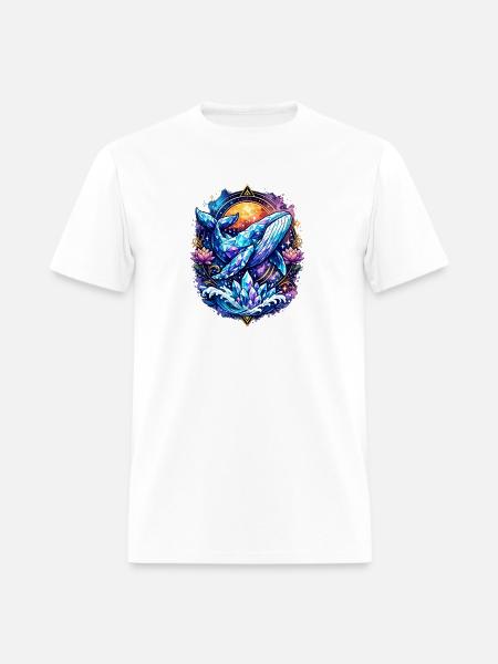 Crystal Whale Geometric Ocean Art T-Shirt - Men's T-Shirt - white