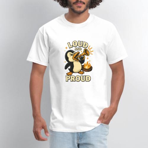 Loud and Proud Penguin Funny Cartoon Design - Men's T-Shirt