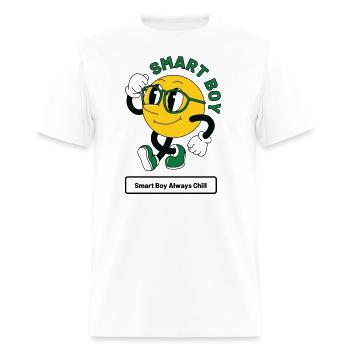 Yellow Green Illustrated Smart Boy T Shirt - Men's T-Shirt - white - Front - Jose (178cm)