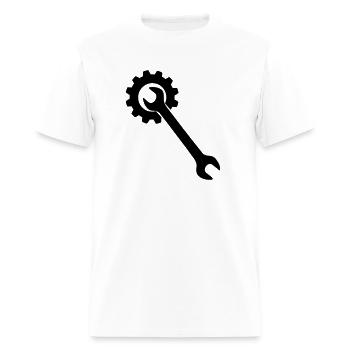 Spanner wrench with gear tool logo for mechanic - Men's T-Shirt - white - Front - Jose (178cm)