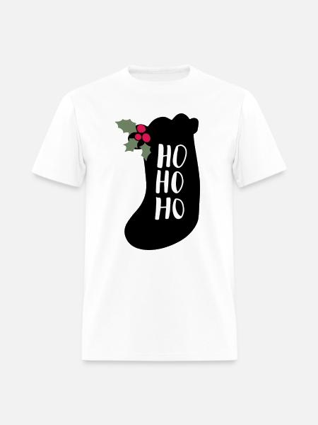 HOHOHO gift sock silhouette christmas - Men's T-Shirt - white