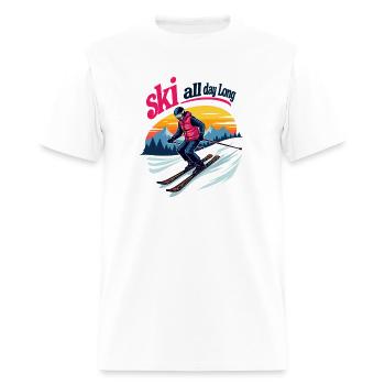 Ski all day long - Men's T-Shirt - white - Front - Jose (178cm)