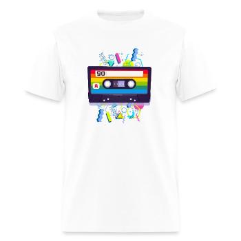 Retrowave, retro 80s: Audio cassette - Men's T-Shirt - white - Front - Jose (178cm)