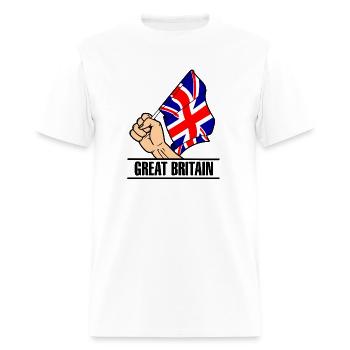 Flag England fist text´GREAT BRITAIN´ - Men's T-Shirt - white - Front - Jose (178cm)