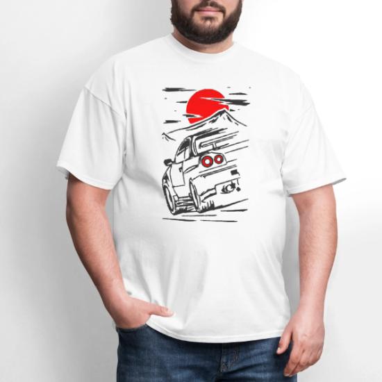 T-Shirt Homme Fast GTR Skyline R34 JDM Legend - 100% Coton - Design Voiture Tunée - Cadeau Passion Auto - 8