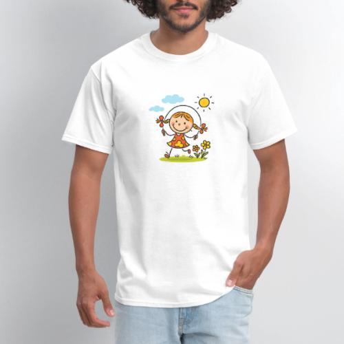 Happy Girl Jump Rope Cartoon T-Shirt - Men's T-Shirt