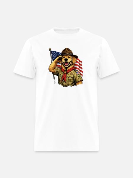 Patriotic Pup Scout Salute - Men's T-Shirt - white
