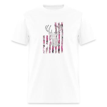 Deer Hunting Camo Pink Buck T Shirt - Men's T-Shirt - white - Front - Jose (178cm)