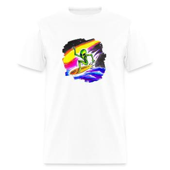 Alien Surfing in Outer Space Riding Comet Surfer - Men's T-Shirt - white - Front - Jose (178cm)