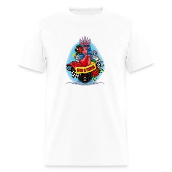 Pin up, Hot rod and Speedometer - Men's T-Shirt - white - Front - Jose (178cm)