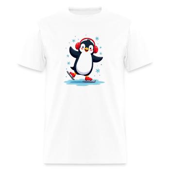 Happy Penguin Ice-Skating in Snowfall - Men's T-Shirt - white - Front - Jose (178cm)