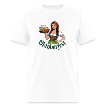 Barmaid Oktoberfest Funny German Woman Dirndl - Men's T-Shirt - white - Front - Jose (178cm)