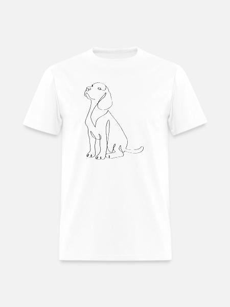 Sleek Dog Line Art Silhouette - Men's T-Shirt - white