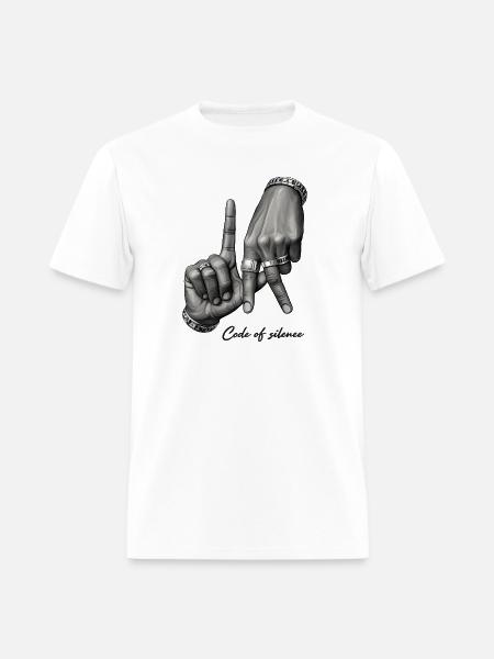 Code of Silence Grayscale Gesture - Men's T-Shirt - white