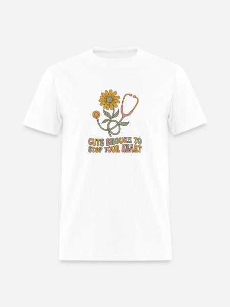 Blooming Heartbeat Stethoscope - Men's T-Shirt - white