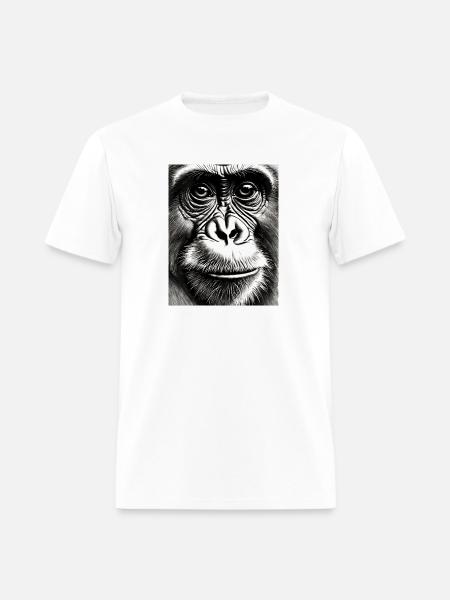 Chimp in Charcoal - Men's T-Shirt - white