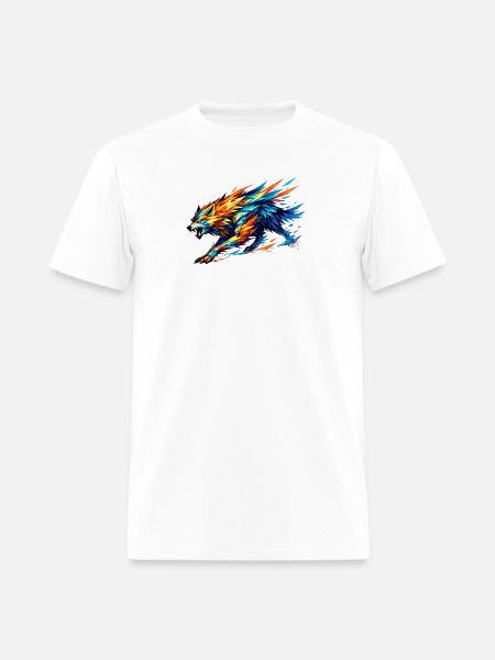 Prism Wolf in Fractal Fur - Men's T-Shirt - white