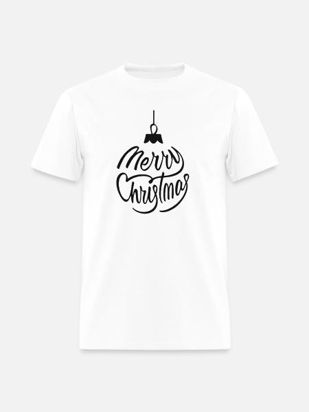 Merry Christmas Script Ornament - Men's T-Shirt - white