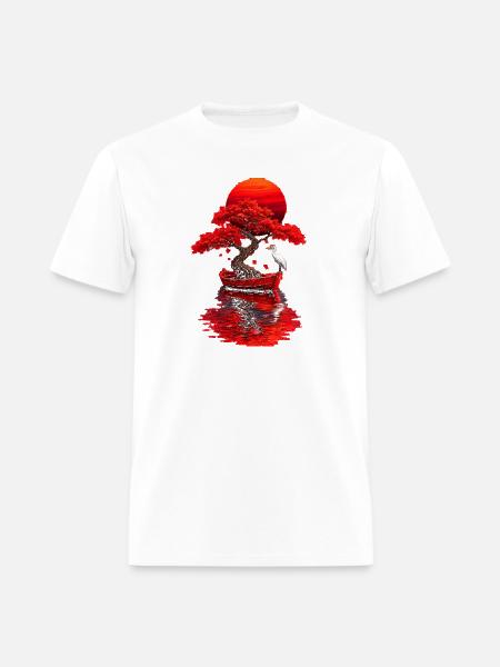 Crimson Bonsai Boat at Sunset - Men's T-Shirt - white