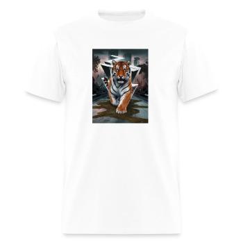 majestic tiger emerging from a dimensional - Men's T-Shirt - white - Front - Jose (178cm)