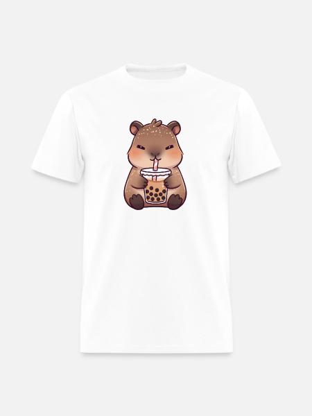 Kawaii CapybaraDrinking Milk Tea - Men's T-Shirt - white