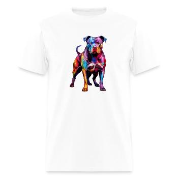 Pitbull standing Artsy vibrant colorful artwork - Men's T-Shirt - white - Front - Jose (178cm)