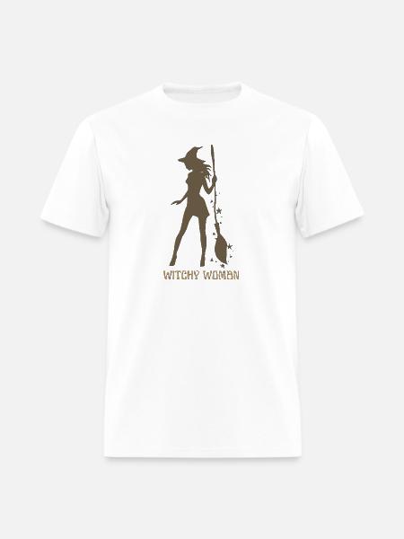 Witchy Silhouette with Broom - Men's T-Shirt - white