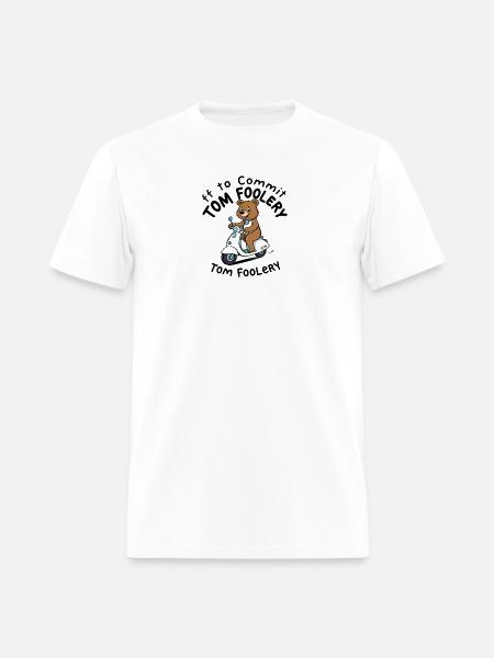 Cute Bear Riding Scooter Illustration - Men's T-Shirt - white